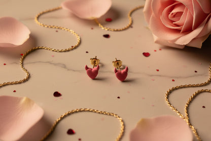 Devil Heart Stud Earrings – Cute & Playful Handmade Jewelry