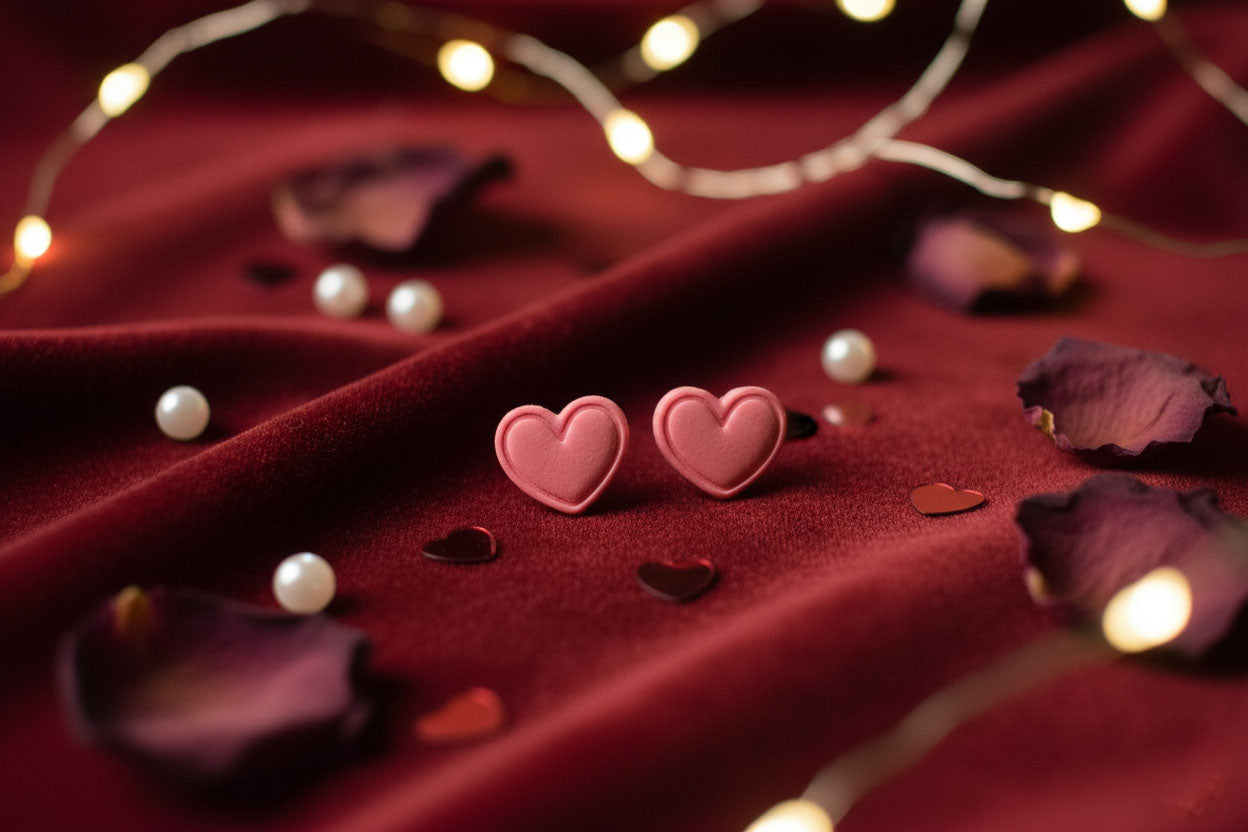 Blush Pink Heart Stud Earrings – Minimal Handmade Jewelry