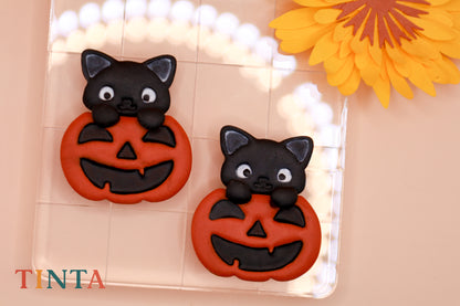 Kitty Pumpkin Dangles | Halloween Collections | Polymer Clay Earring