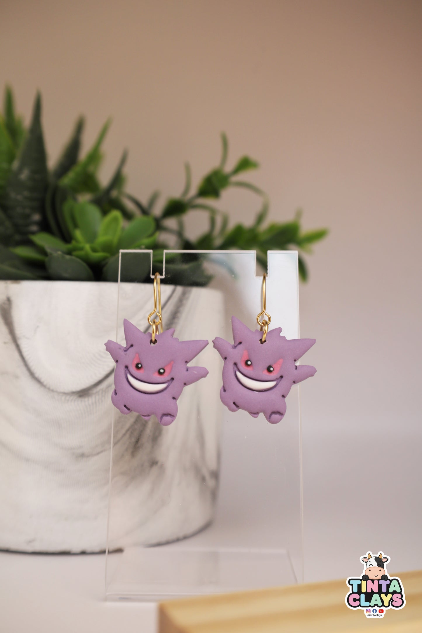 Handmade Shadow Monster Earrings | Purple Ghost-Inspired Polymer Clay Earrings | Fantasy Gaming Jewelry