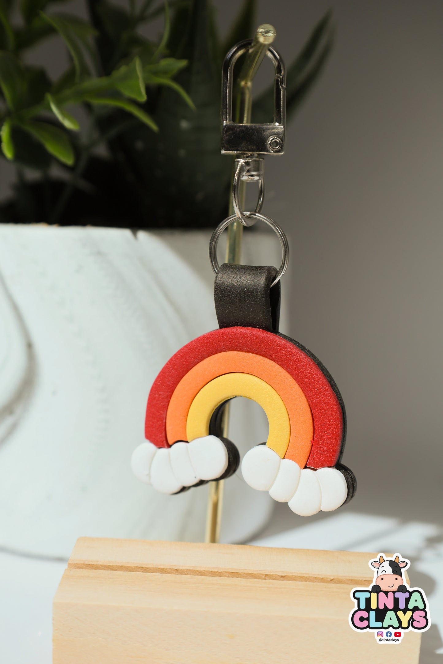 Cute Rainbow Polymer Clay Keychain | Handmade Colorful Bag Charm | Tinta Clays