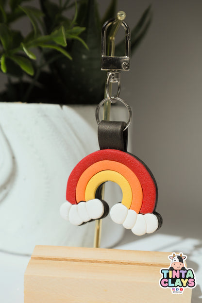Cute Rainbow Polymer Clay Keychain | Handmade Colorful Bag Charm | Tinta Clays