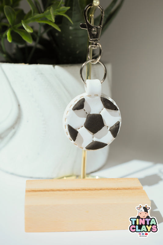 Cute Soccer Ball Polymer Clay Keychain | Handmade Sports Bag Charm | Tinta Clays