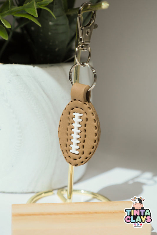 Cute Football Polymer Clay Keychain | Handmade Sports Bag Charm | Tinta Clays