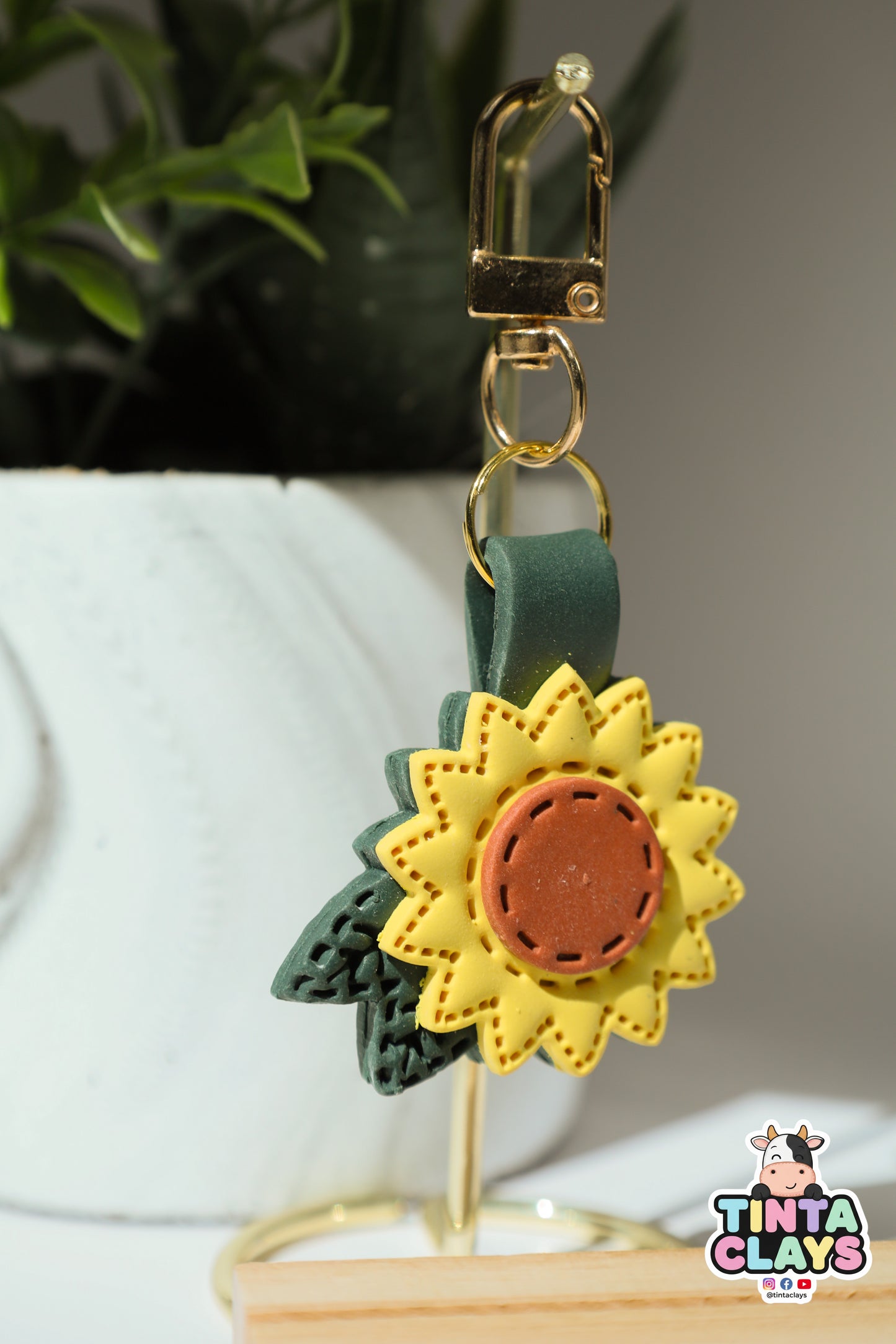 Cute Sunflower Polymer Clay Keychain | Handmade Floral Bag Charm | Tinta Clays