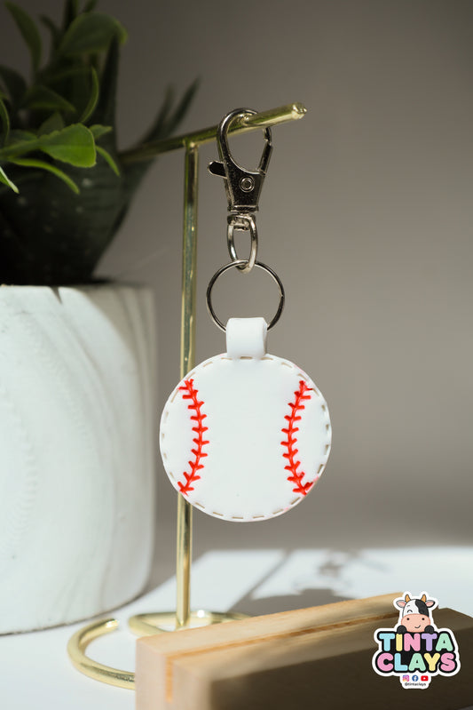 Cute Baseball Polymer Clay Keychain | Handmade Sports Bag Charm | Tinta Clays