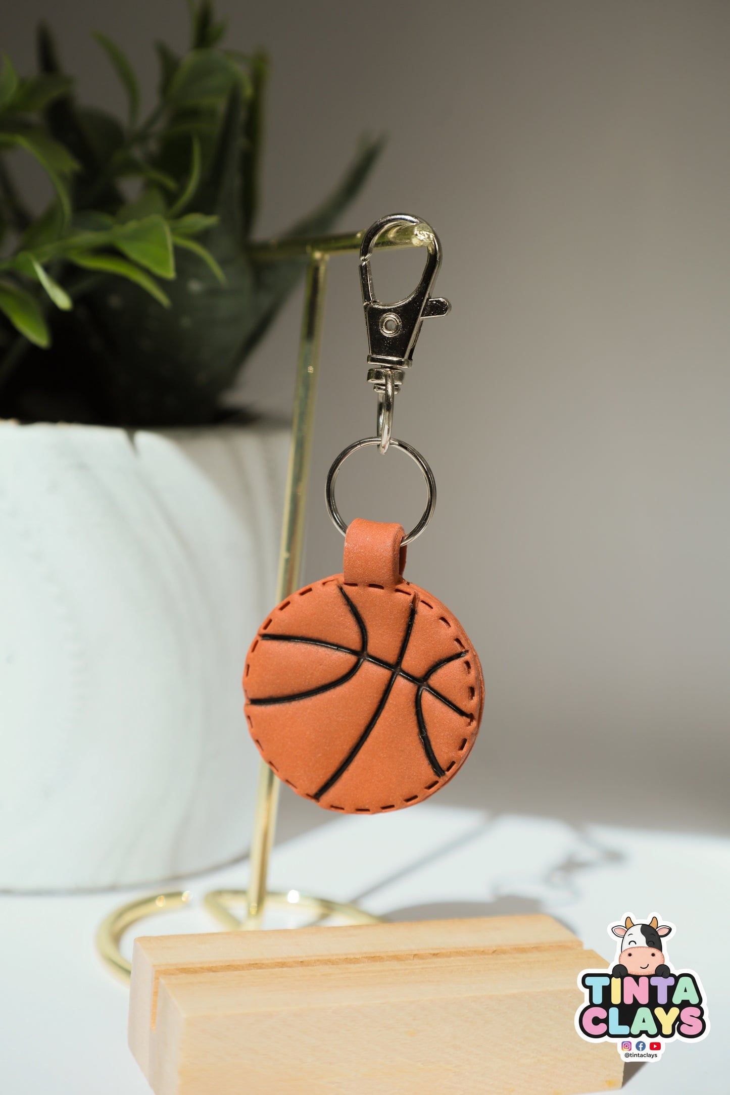 Cute Basketball Polymer Clay Keychain | Handmade Sports Bag Charm | Tinta Clays