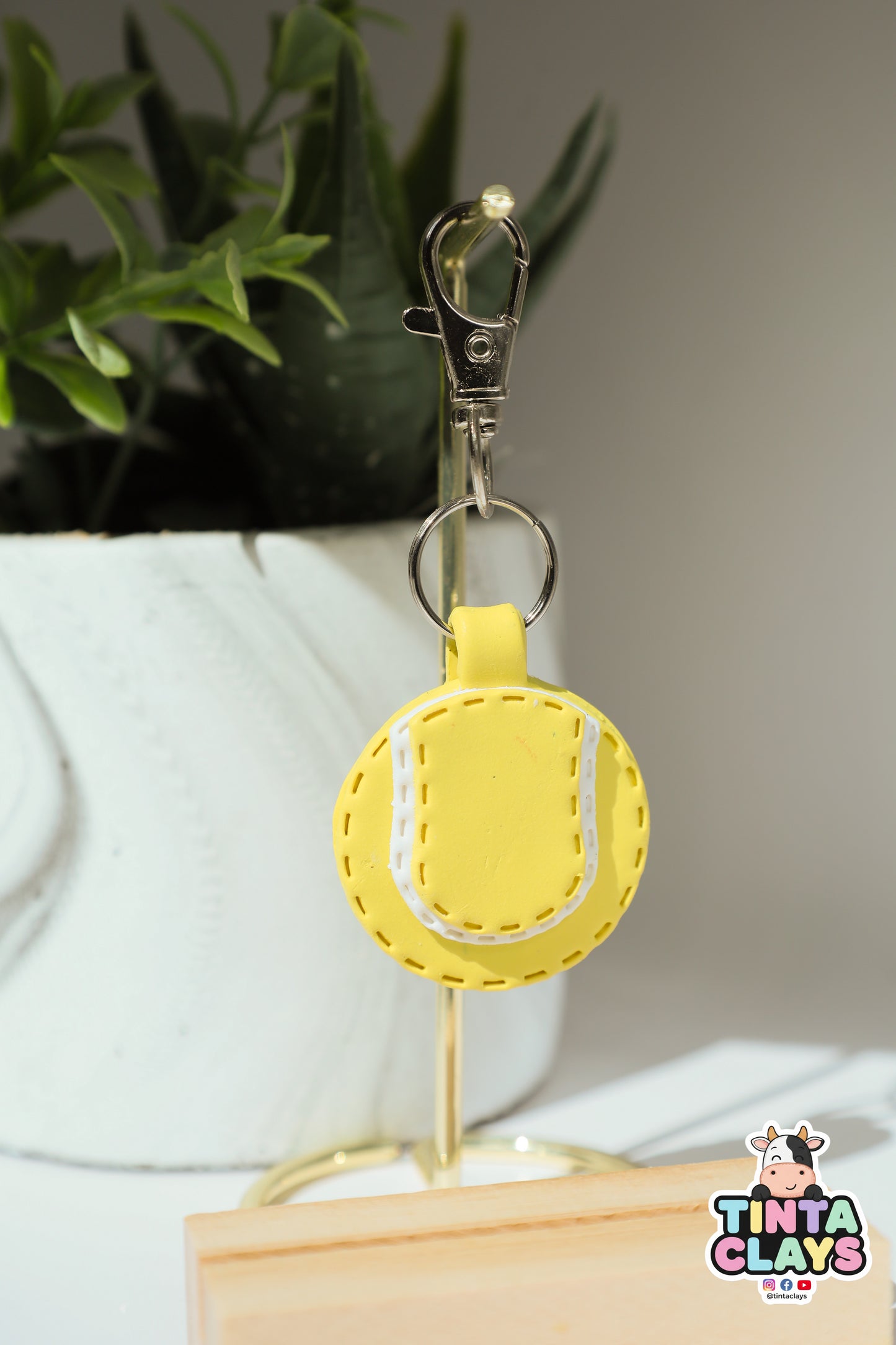 Cute Tennis Ball Polymer Clay Keychain | Handmade Sports Bag Charm | Tinta Clays