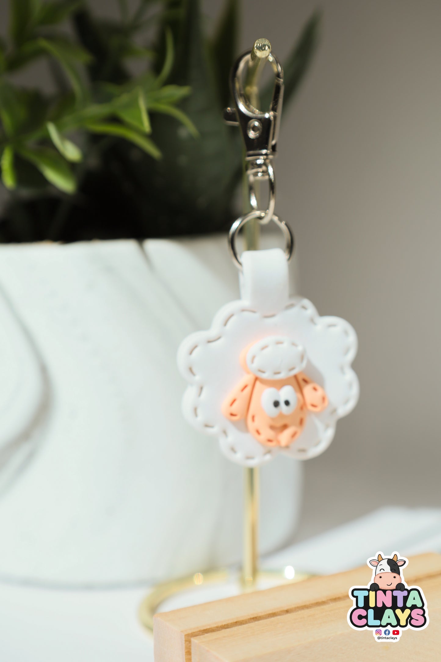 Baa-by Cute! Cute Sheep Polymer Clay Keychain | Handmade Kawaii Sheep Bag Charm | Tinta Clays