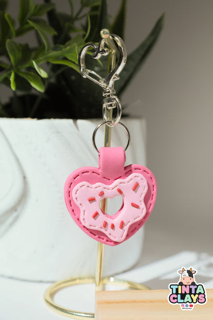 You are my Heart Donut Polymer Clay Keychain | Handmade Sweet Treat Bag Charm | Tinta Clays