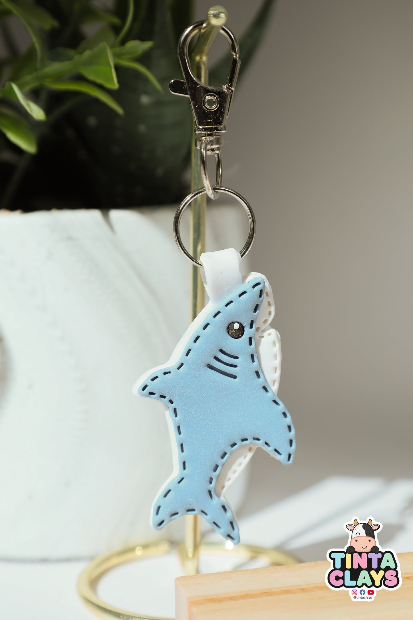 Shark Attack!!! Cute Shark Polymer Clay Keychain | Handmade Ocean Animal Bag Charm | Tinta Clays