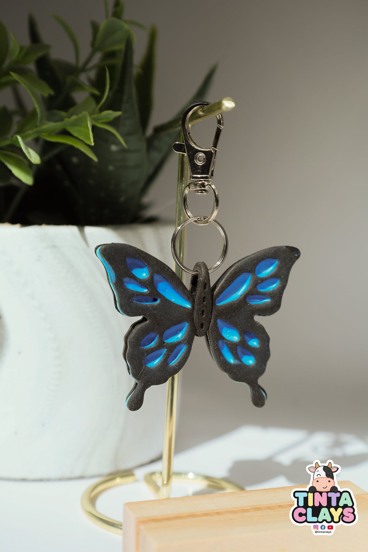Cute Butterfly Polymer Clay Keychain | Handmade Butterfly Bag Charm | Tinta Clays