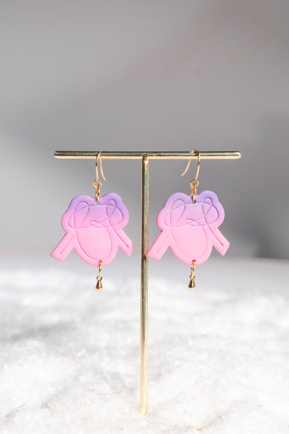 Lavender Sunset Earrings | Pink and Purple Ombre Clay Dangles BTS Army Inspired Logo Love Yourself
