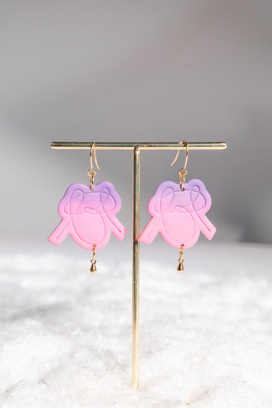 Lavender Sunset Earrings | Pink and Purple Ombre Clay Dangles BTS Army Inspired Logo Love Yourself