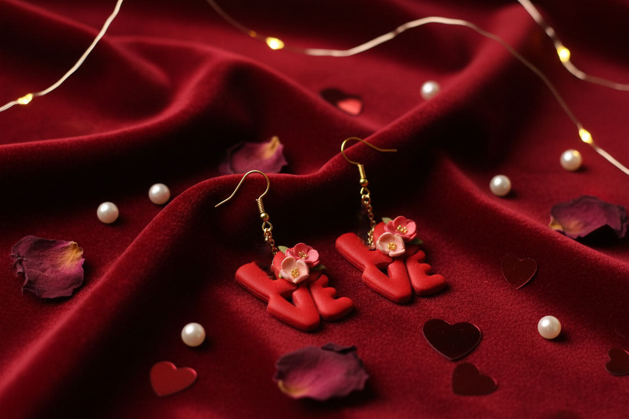 LOVE Letter Dangle Earrings – Romantic Handmade Jewelry