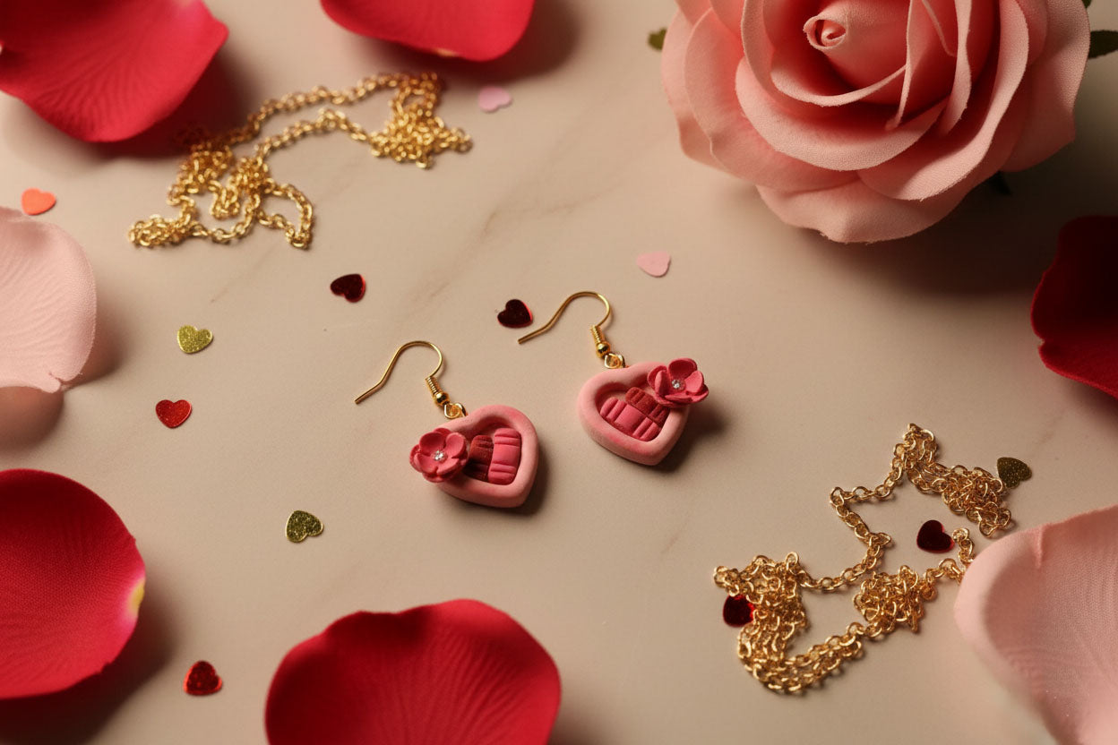Handmade Love Story Earrings – Heart Book Dangles
