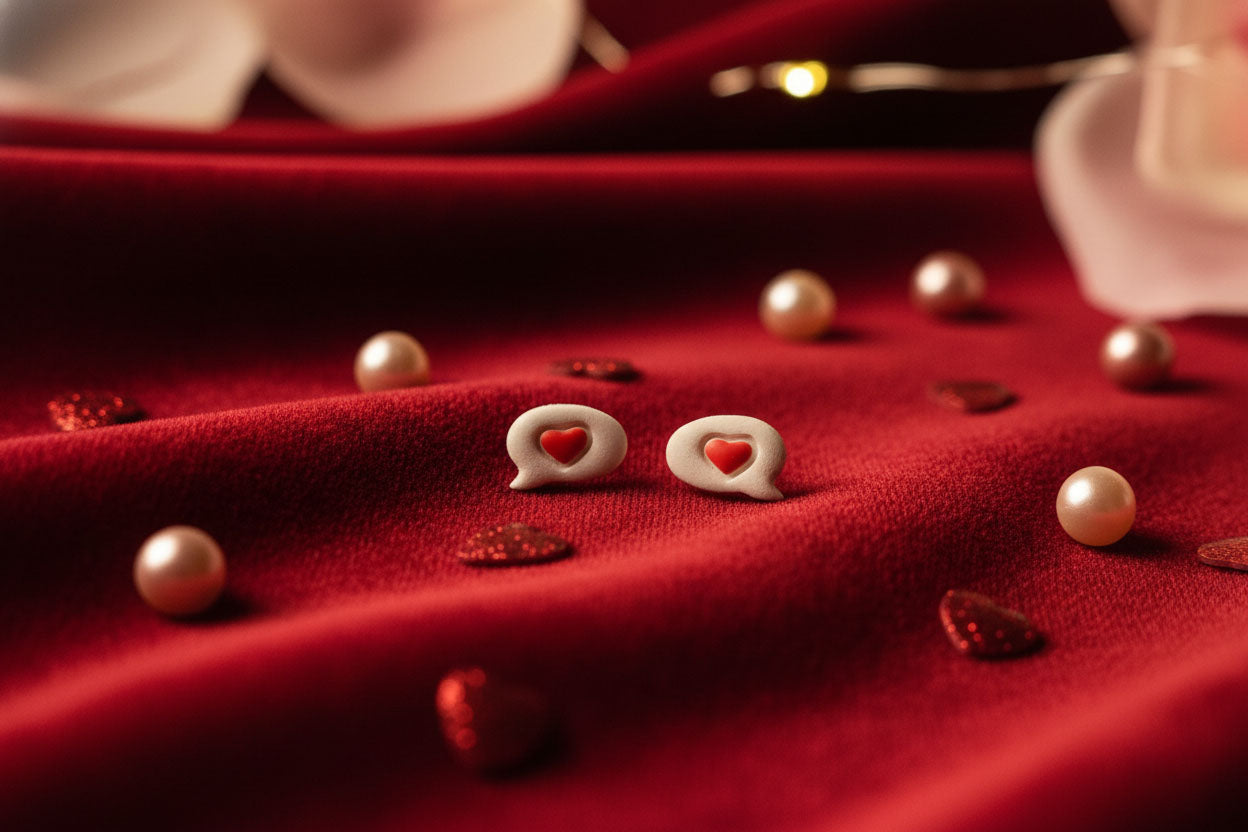 Love Message Earrings – Heart Speech Bubble Studs
