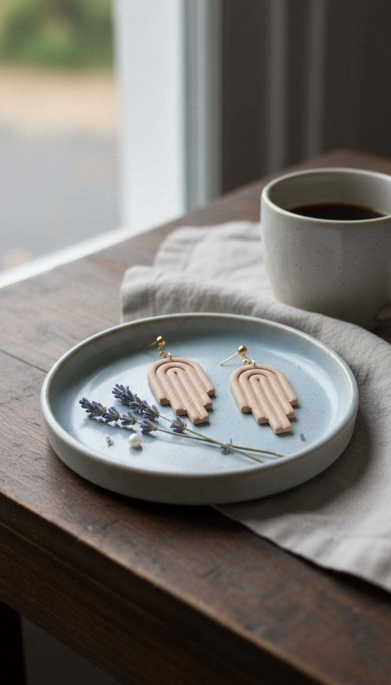 Peach Arch Drop Earrings | Everyday Special | Polymer Clay Earring