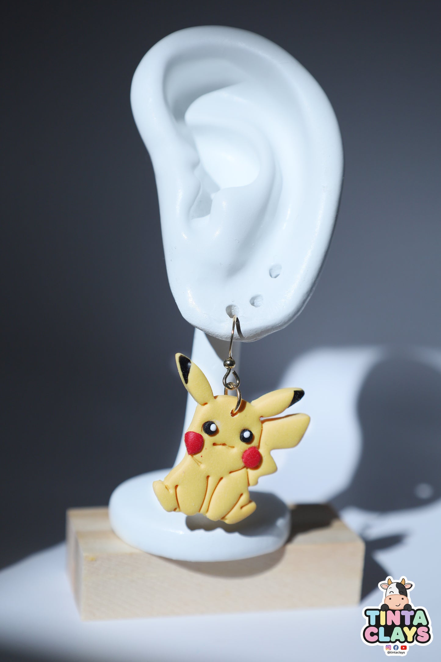 Handmade Electric Mouse Earrings | Yellow Fantasy Creature Polymer Clay Earrings | Cute Handmade Jewelry