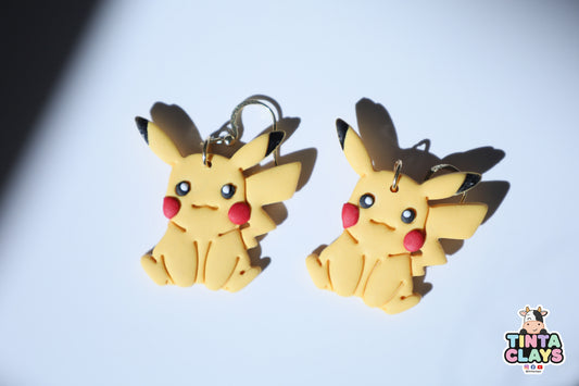 Handmade Electric Mouse Earrings | Yellow Fantasy Creature Polymer Clay Earrings | Cute Handmade Jewelry