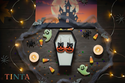 Kitty Pumpkin Dangles | Halloween Collections | Polymer Clay Earring
