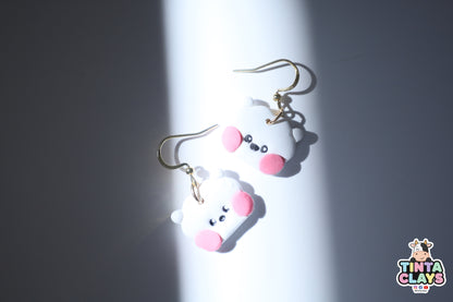 Handmade Fluffy Alpaca Earrings | Cute White Polymer Clay Earrings | Kawaii Animal Jewelry