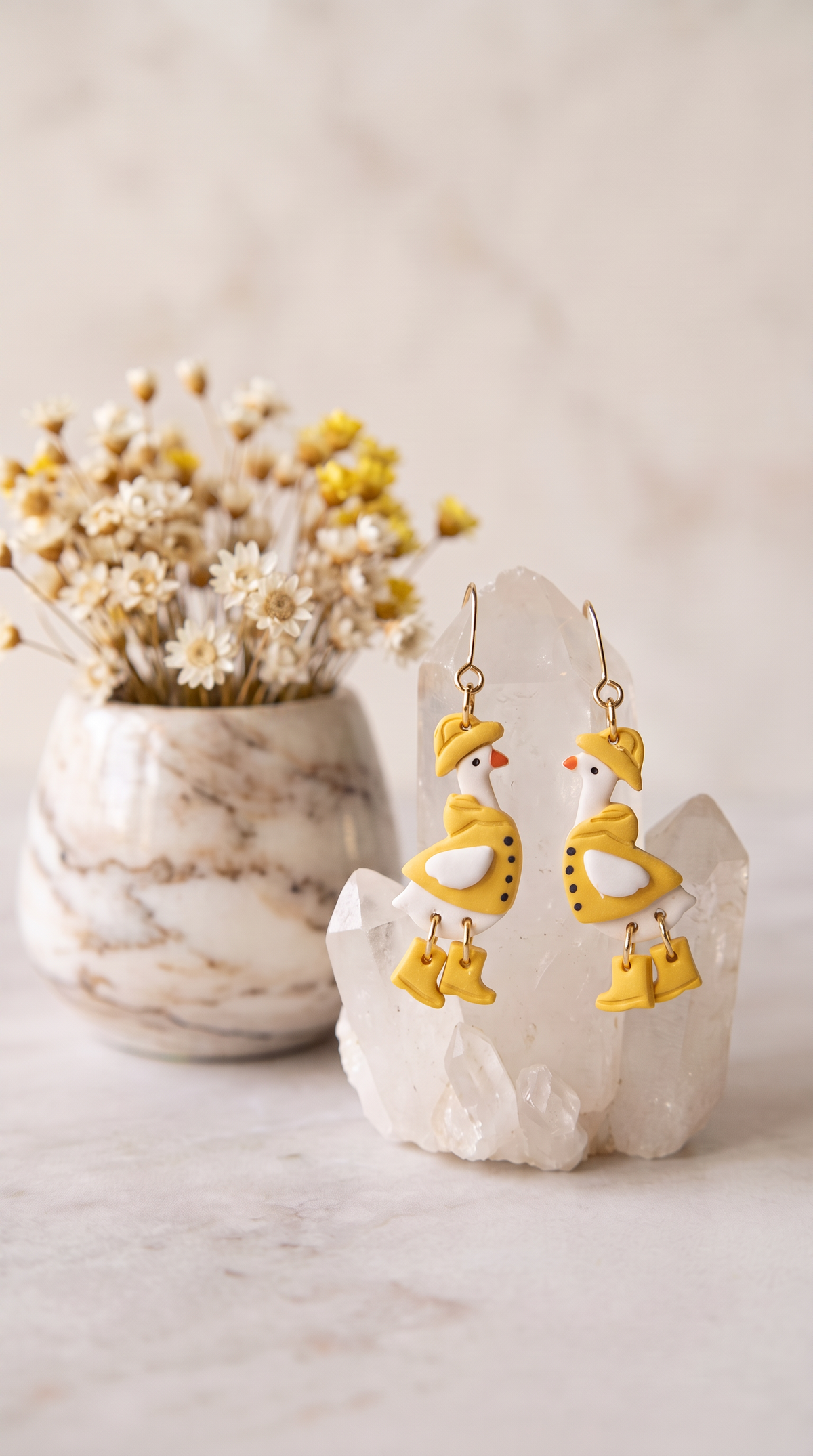 Raincoat Duck Earrings – Handmade Polymer Clay Earrings