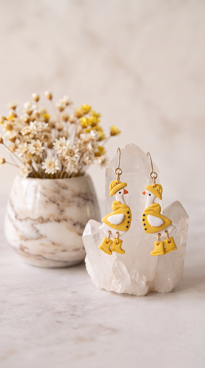 Raincoat Duck Earrings – Handmade Polymer Clay Earrings