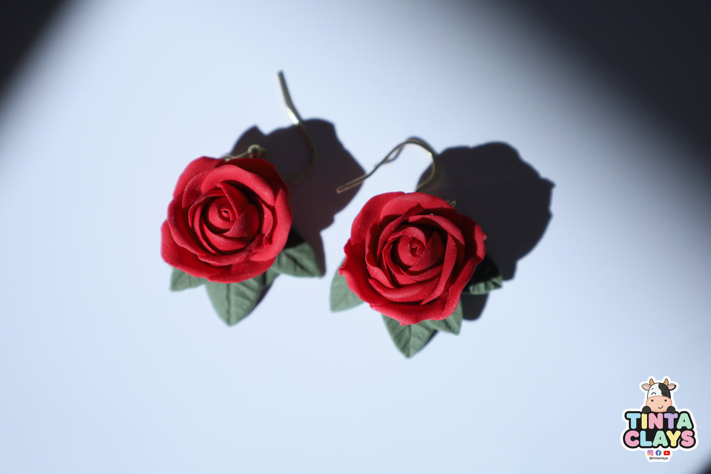 Handmade Red Rose Earrings | Polymer Clay Floral Earrings