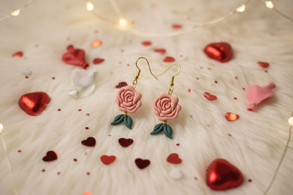 Blush Rose Dangle Earrings – Romantic Handmade Floral Jewelry