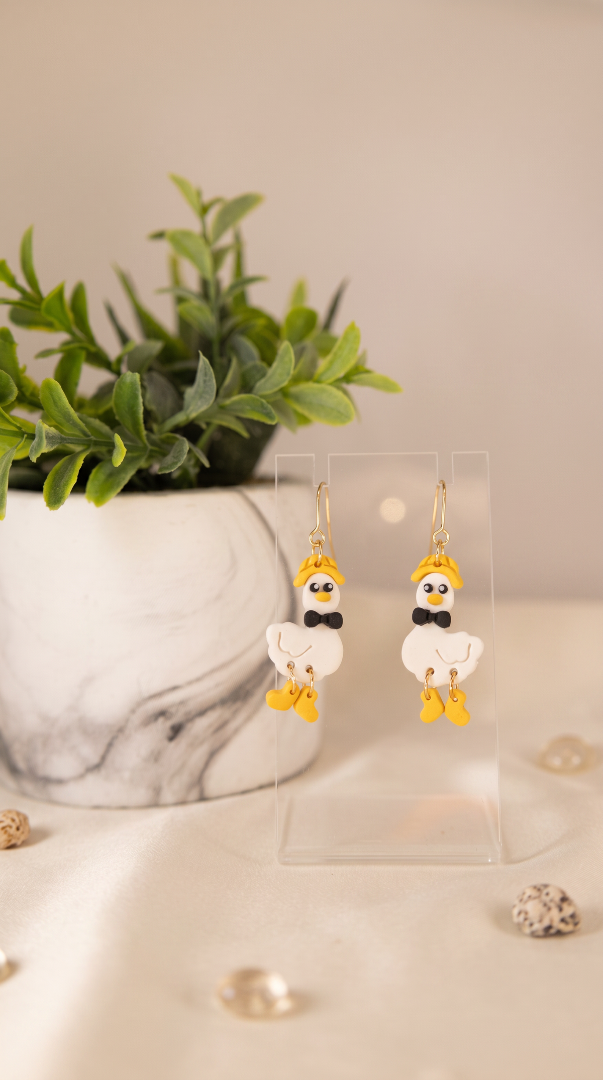 Cute Rainy Day Duck Earrings – Handmade Polymer Clay Earrings