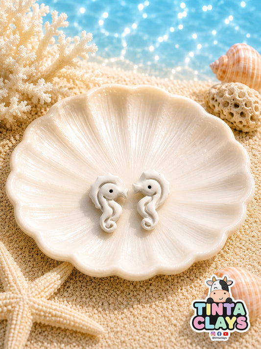 Seahorse  stud Earrings | Handmade Polymer Clay Animal - Earrings | Lightweight Jewelry | Sea Series