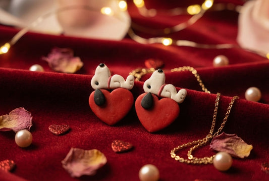Sleeping Puppy Heart Earrings – Cute Handmade Valentine Jewelry