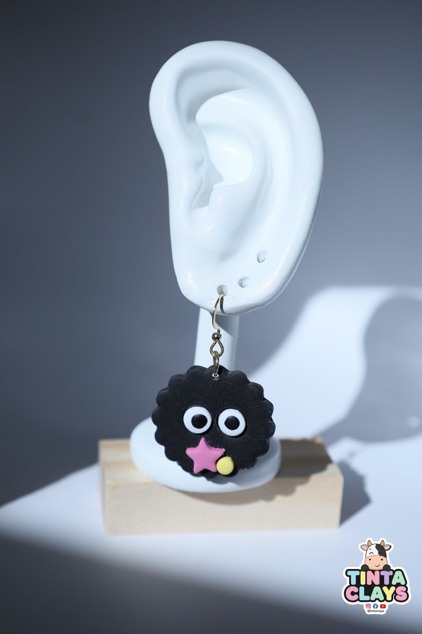 Handmade Dust Sprite Earrings | Cute Black Spirit Polymer Clay Earrings | Whimsical Fantasy Jewelry