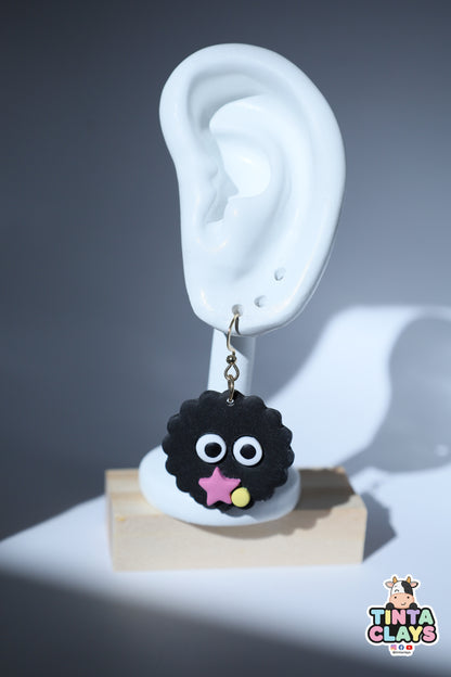 Handmade Dust Sprite Earrings | Cute Black Spirit Polymer Clay Earrings | Whimsical Fantasy Jewelry
