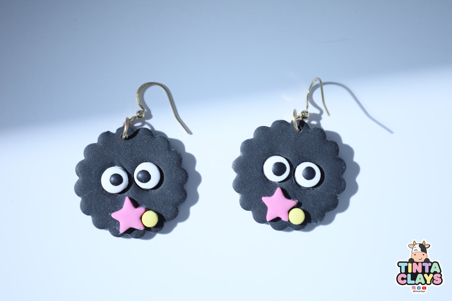 Handmade Dust Sprite Earrings | Cute Black Spirit Polymer Clay Earrings | Whimsical Fantasy Jewelry