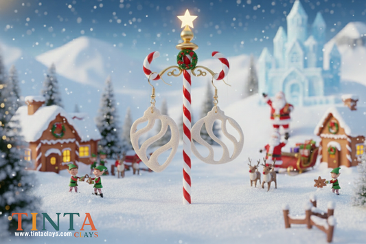 White Glitter Ornament Dangles | Christmas Special | Polymer Clay Earring