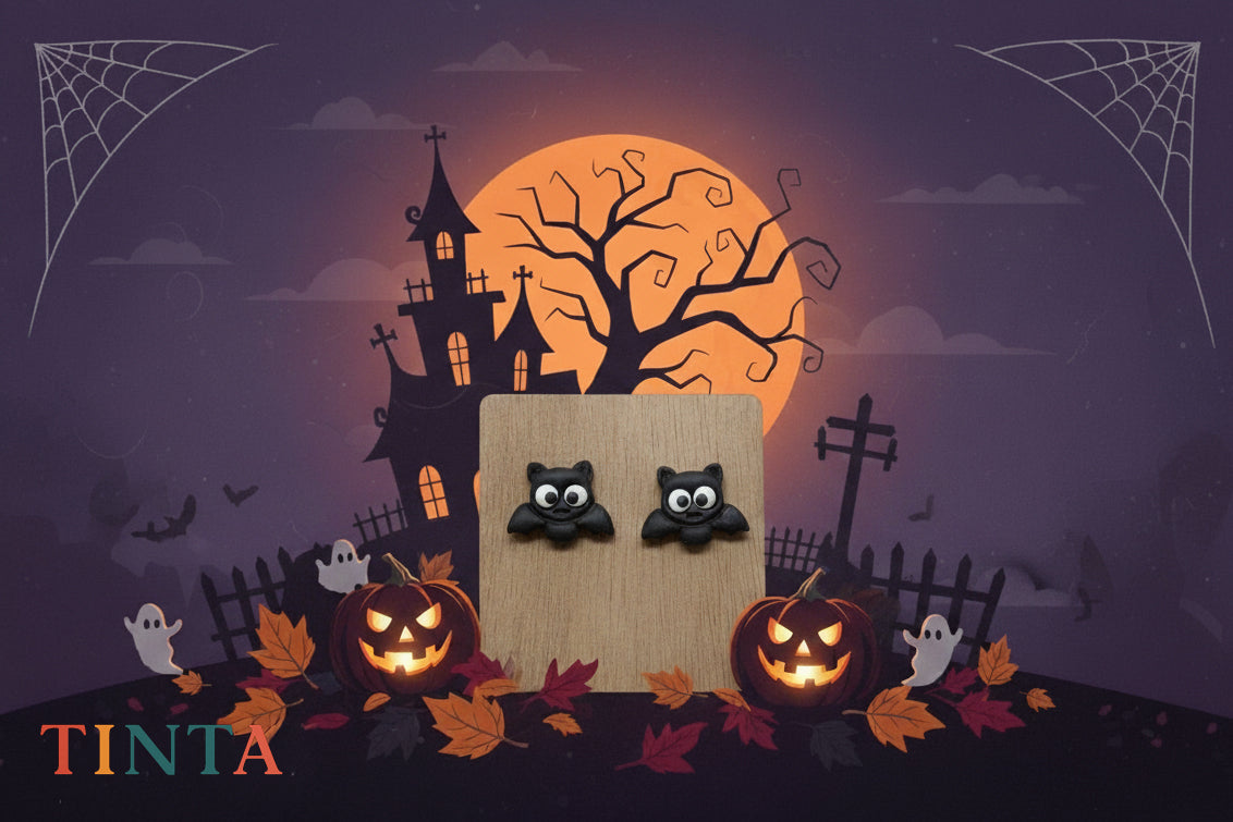 Spooky Bat Stud | Halloween Special | Polymer Clay Earring