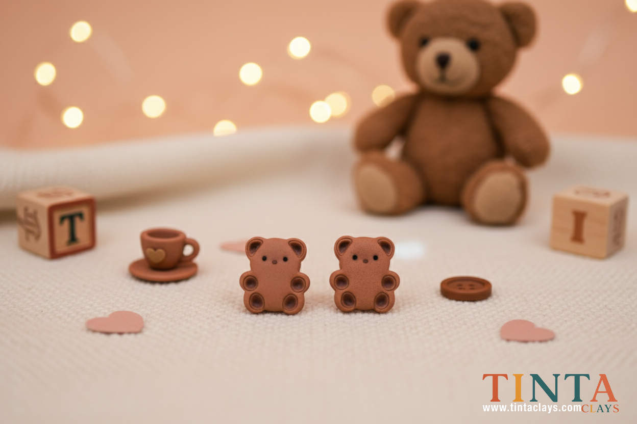 Cute Teddy Stud | Animal Collection | Polymer Clay Earring