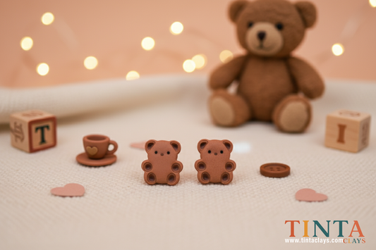 Cute Teddy Stud | Animal Collection | Polymer Clay Earring