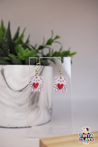 Bear Heart Stud | Animal Collection | Polymer Clay Earring