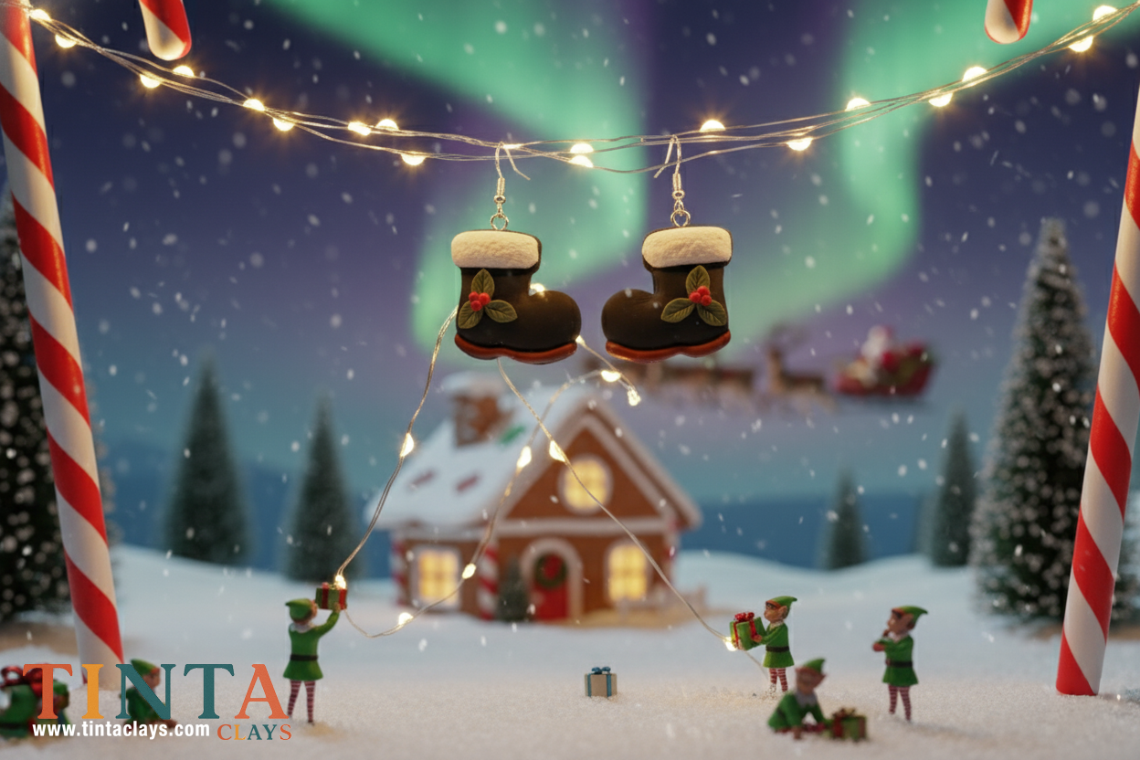 Mini Black Boot | Christmas Special | Polymer Clay Earring