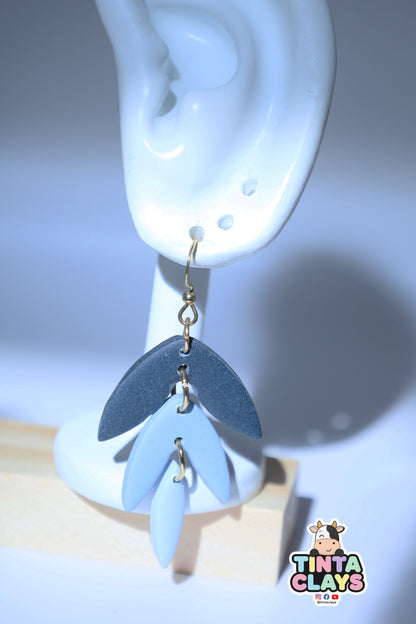 Handmade Blue Petal Drop Earrings | Polymer Clay Statement Earrings | Elegant Floral Dangle Jewelry