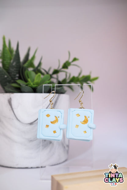 Enchanted Book Earrings | Handmade Fantasy Book Earrings with Starry Cover | Polymer Clay Earrings