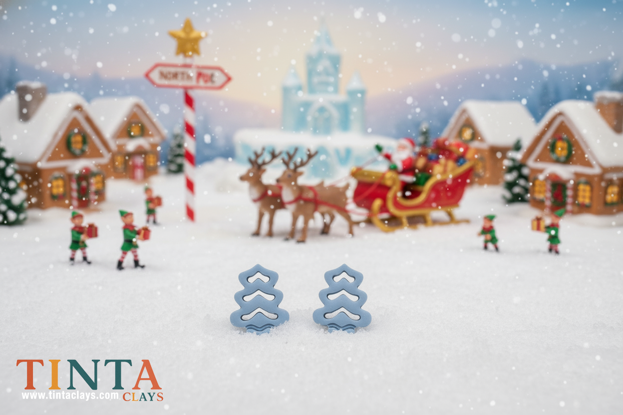 Blue Xmas Tree Stud | Christmas Special | Polymer Clay Earring