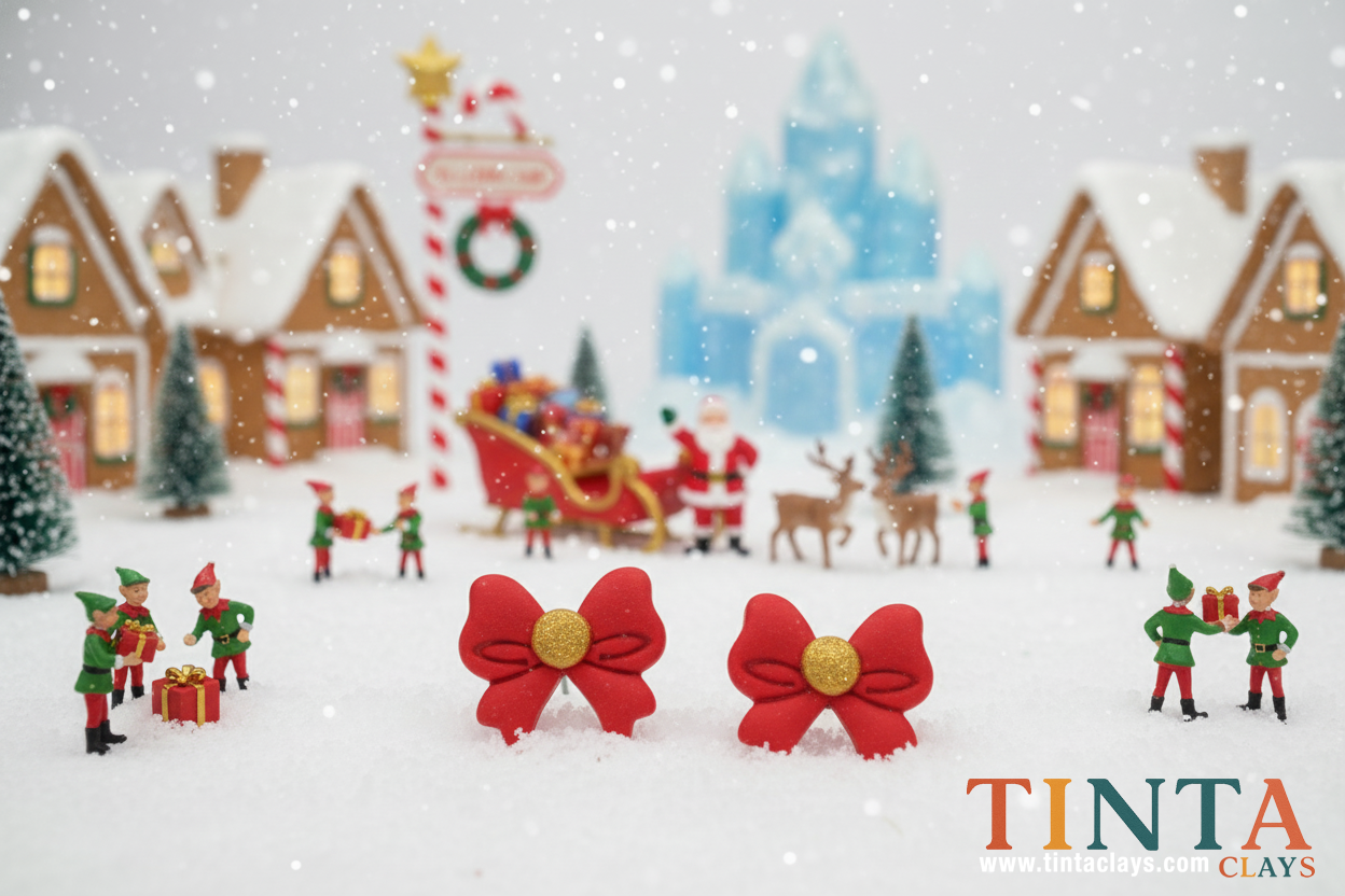 Mini Red Bow Stud | Christmas Special | Polymer Clay Earring