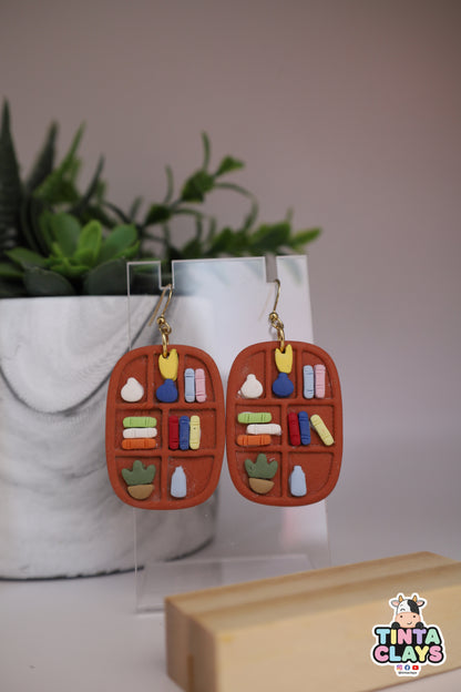 Handmade Brown Bookshelf Earrings | Miniature Library Polymer Clay Earrings | Book Lover Jewelry (Copy)