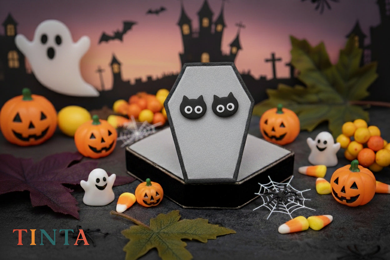 Spooky Cat Stud | Halloween Special | Polymer Clay Earring