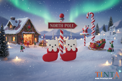 Cat in Stocking | Christmas Special | Polymer Clay Earring