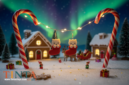 Cat in Stocking | Christmas Special | Polymer Clay Earring